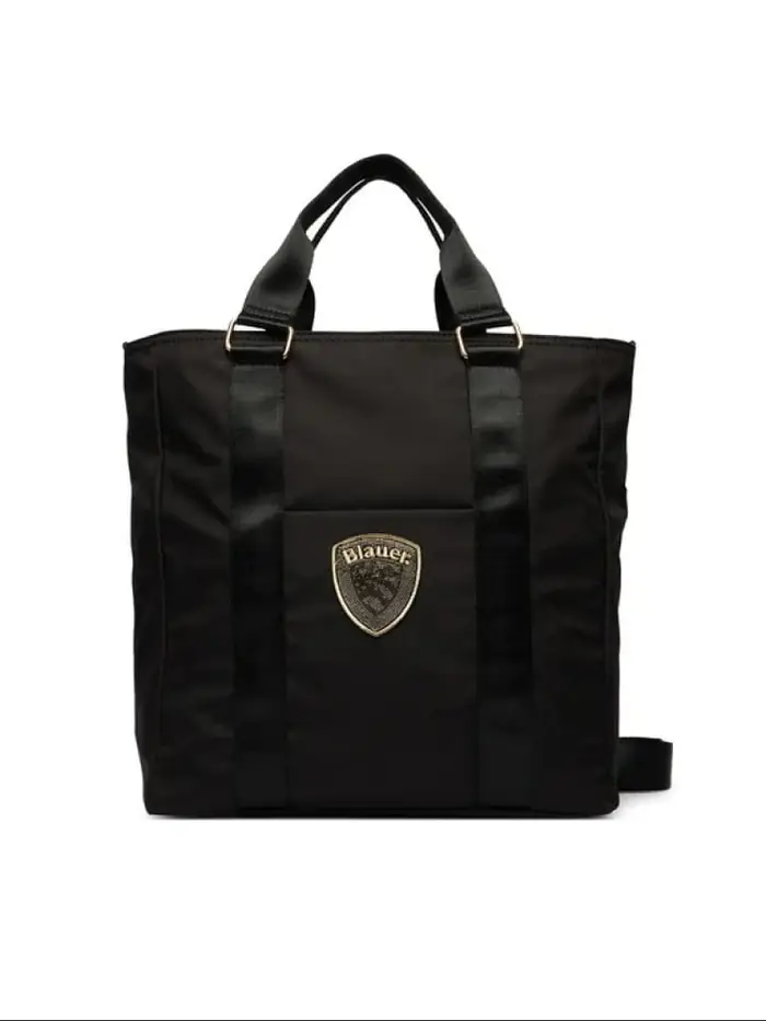 borsa a amno con tracolla silva01 in nylon nero con patch logo