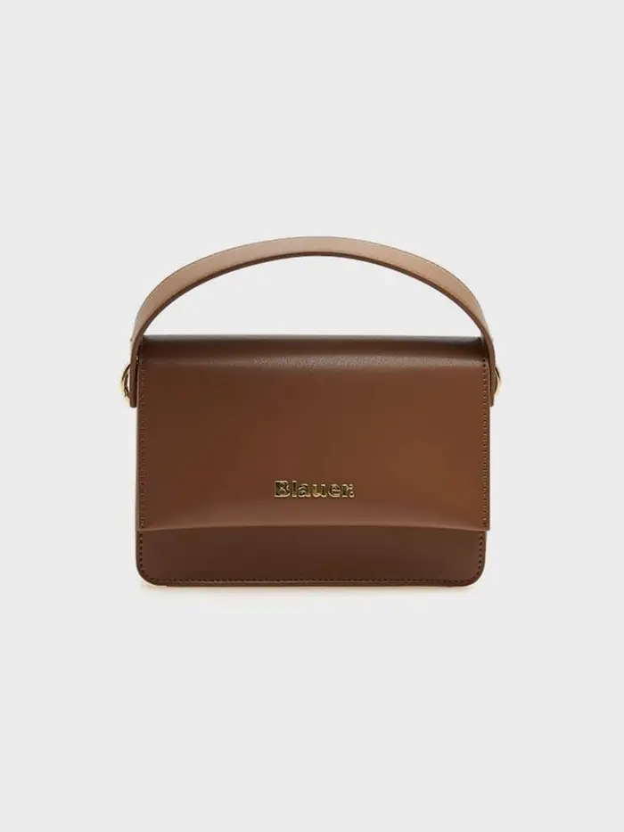 borsa a mano con tracolla minpu02 in ecopelle cognac