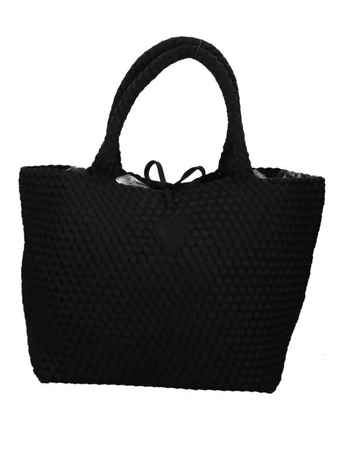 borsa nera donna logo sul davanti
