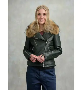 per donna 25WBLDL01340 Giacca in pelle con pelle di ciliegio nera (M), Nero, Casual