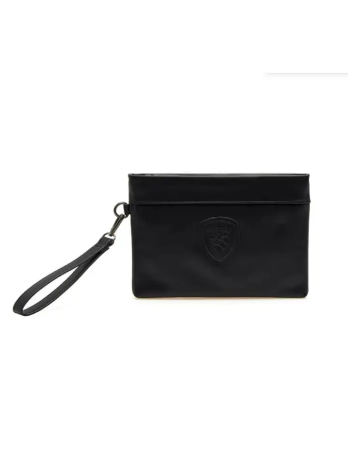 pochette uomo piatpu01 in ecopelle nera con logo