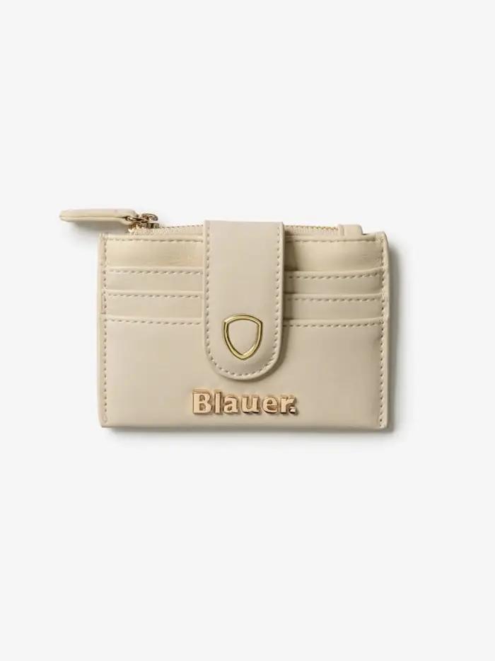 porta carte din01 in ecopelle bianco con logo