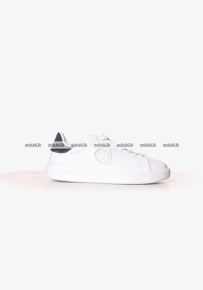 Scarpe Blauer uomo bianco blu Buck in pelle