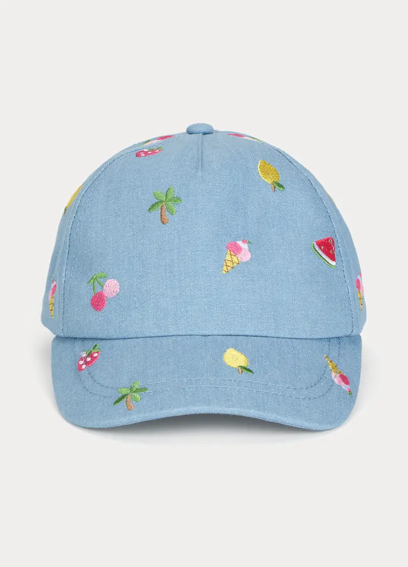 Blukids Cappello Da Baseball In Chambray, Bambina, Azzurro chiaro