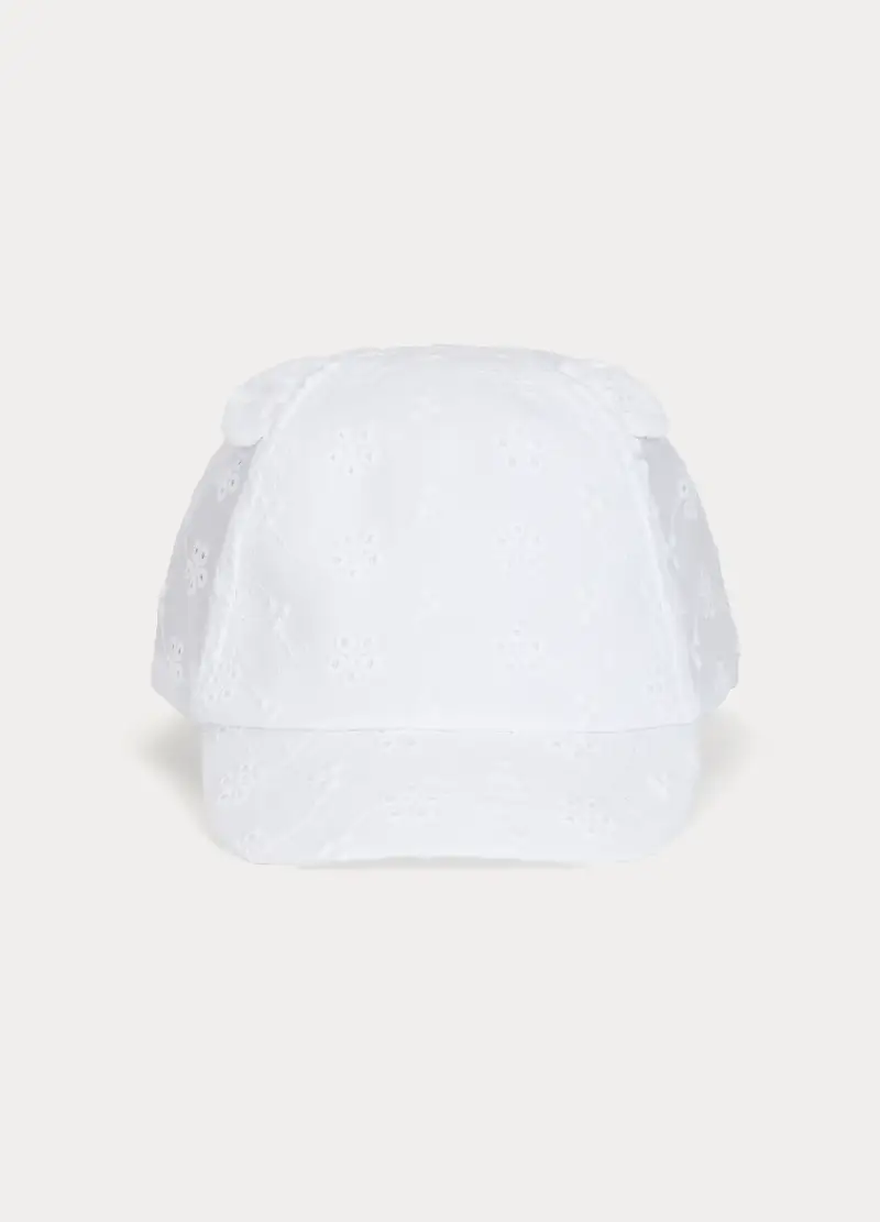 Blukids Cappello Da Baseball In Sangallo Neonata, Bambina, Bianco gesso