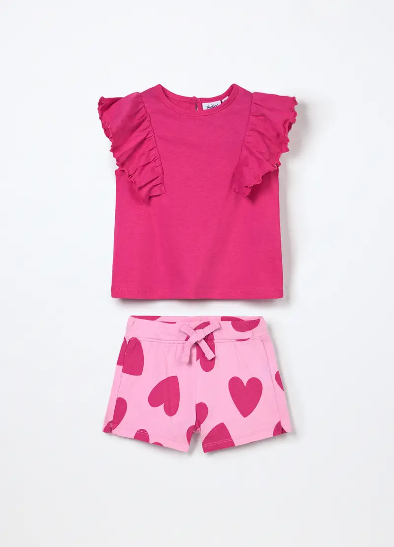Blukids Jogging Set In Jersey Di Misto Cotone Neonata, Bambina, Rosa fuxia