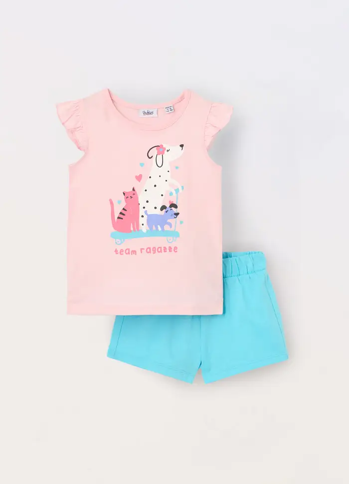 Blukids Jogging Set In Jersey Di Puro Cotone Neonata, Bambina, Rosa pastello