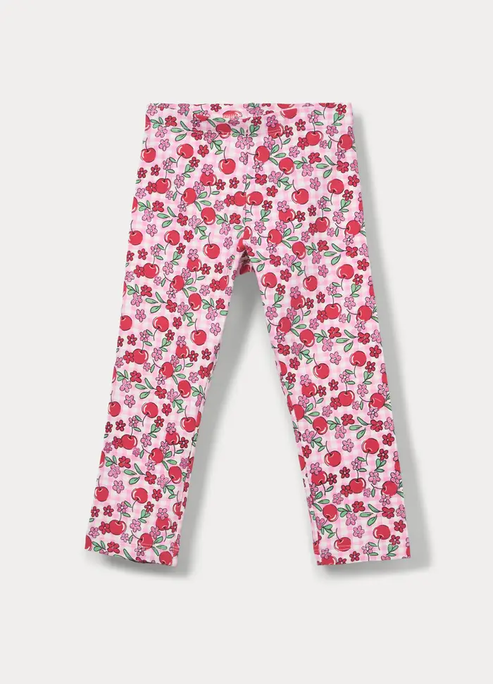 Leggings Capri In Jersey Di Cotone Stretch Bambina, Bianco