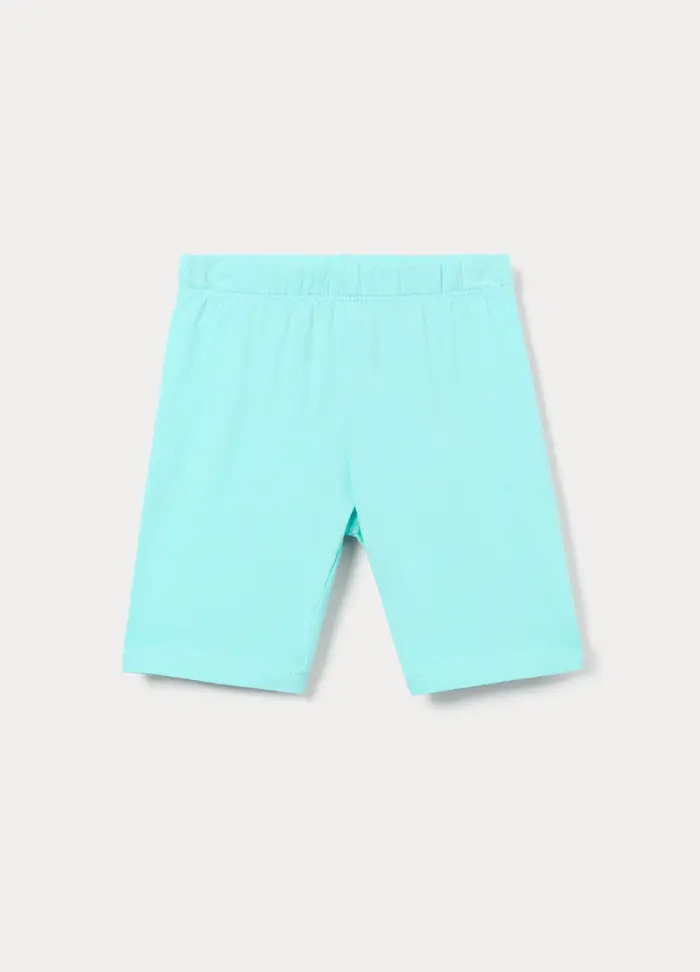 Leggings Ciclista Fit Slim In Jersey Di Cotone Stretch Bimba, Bambina, Azzurro acquamarina