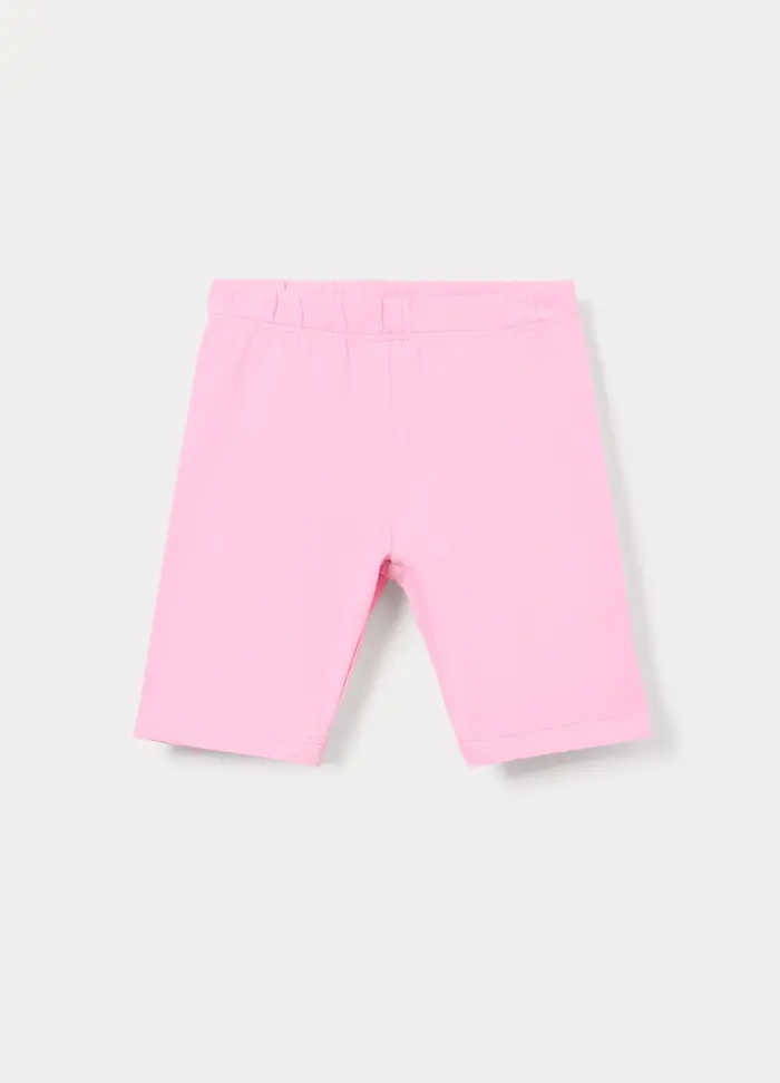 Leggings Ciclista Fit Slim In Jersey Di Cotone Stretch Bimba, Bambina, Rosa pastello