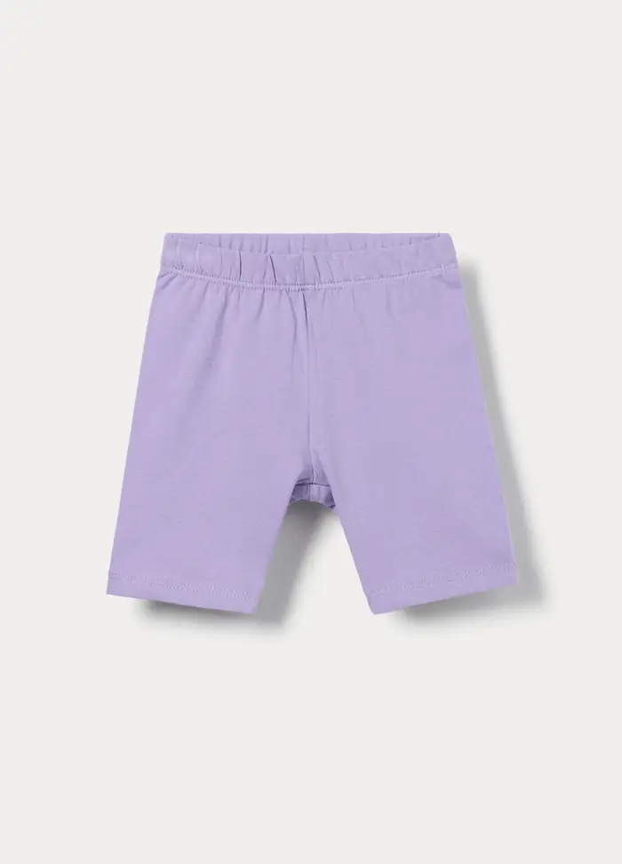 Leggings Ciclista Fit Slim In Jersey Di Cotone Stretch Bimba, Bambina, Viola lilla