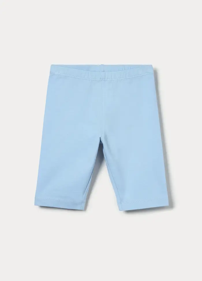 Blukids Leggings Corti Fit Slim In Jersey Di Cotone Stretch, Bambina, Azzurro chiaro