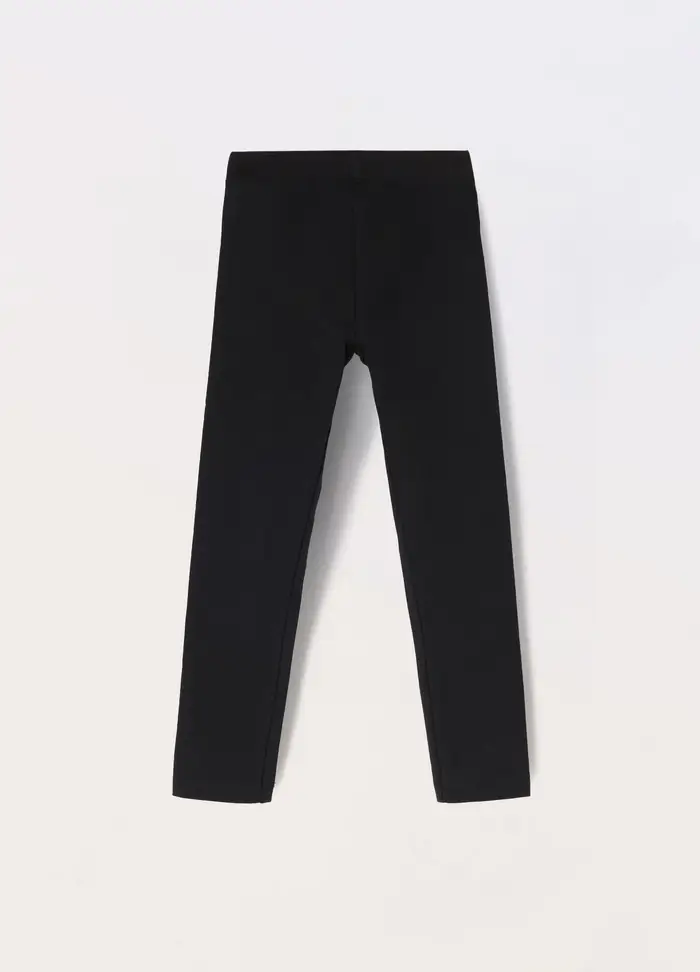 Blukids Leggings In Cotone Stretch Bambina, Nero