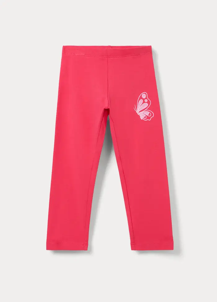 Blukids Leggings Slim Fit In Jersey Di Cotone Stretch Bambina, Rosa fuxia