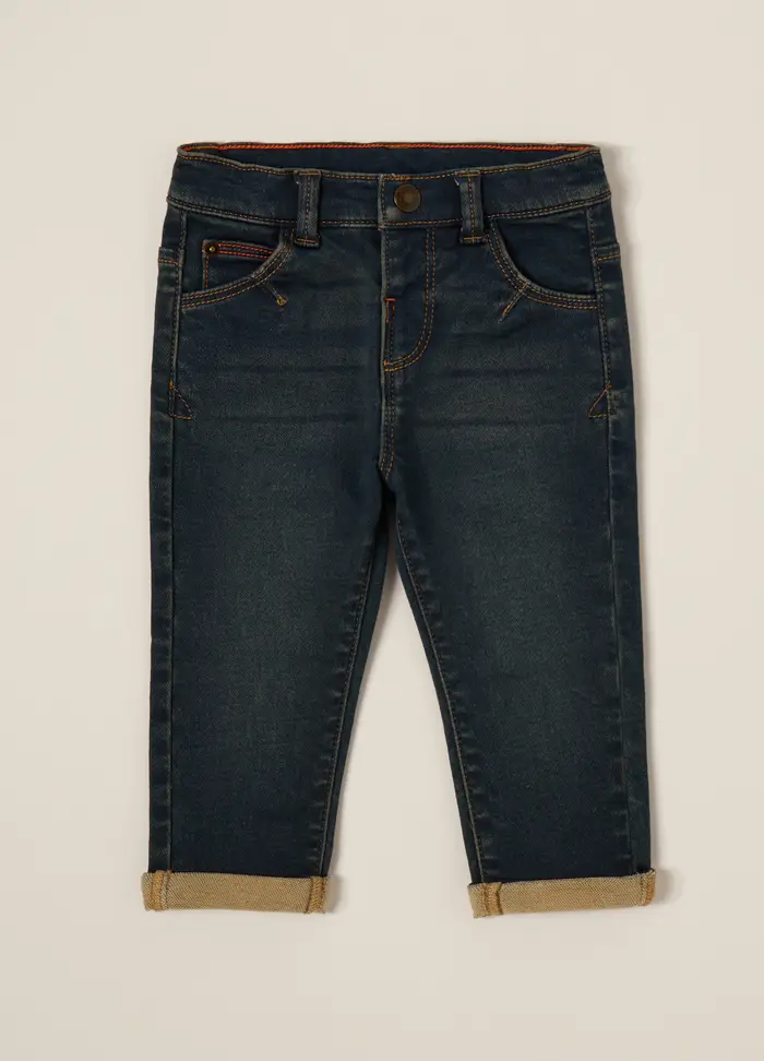 Blukids Pantaloni In Denim Iana Neonato, Blu denim