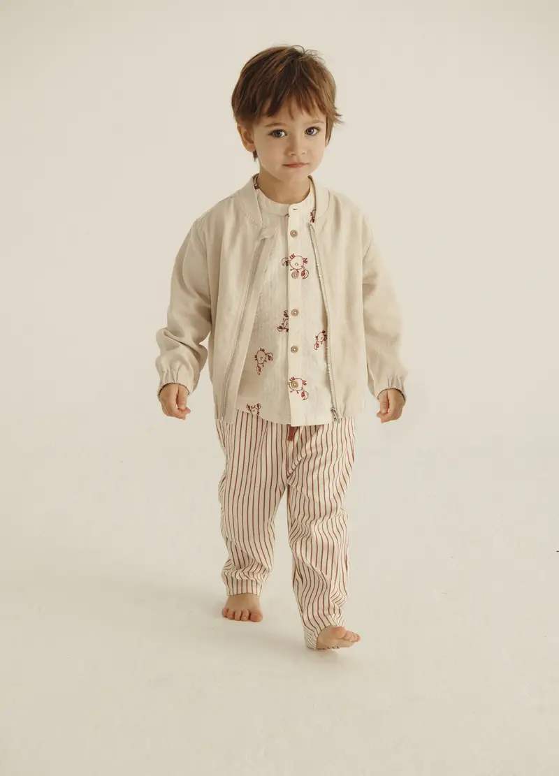 Blukids Pantaloni In Twill Di Cotone Stretch Iana Neonato, Beige chiaro