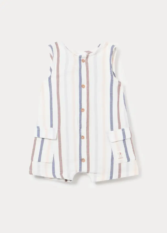 Salopette Straight Fit In Puro Cotone Neonato, Bianco