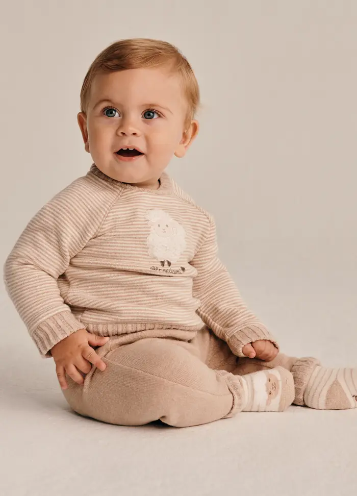 Blukids Set Tricot Misto Cotone Iana, Neonato, Beige chiaro