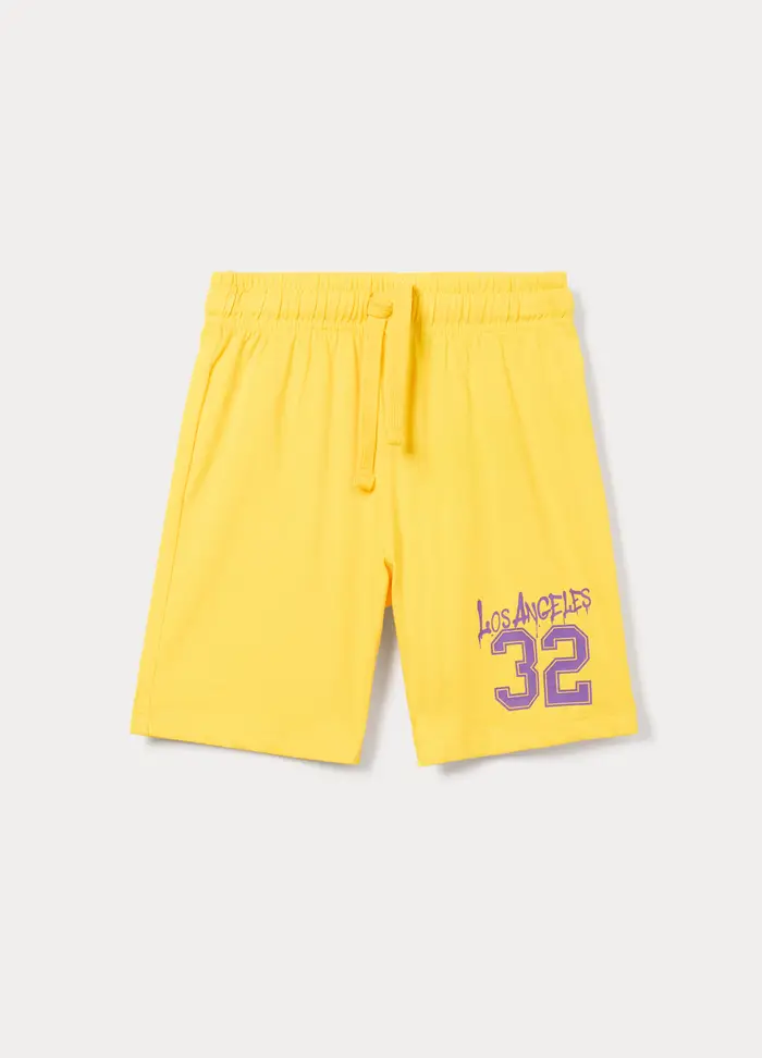 Shorts In Jersey Di Puro Cotone Bambino, Giallo limone
