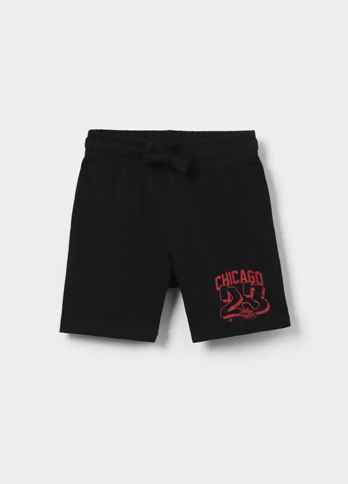 Shorts In Jersey Di Puro Cotone Bambino, Nero