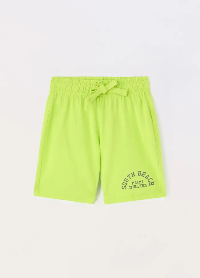 Shorts In Jersey Di Puro Cotone Bambino, Verde lime