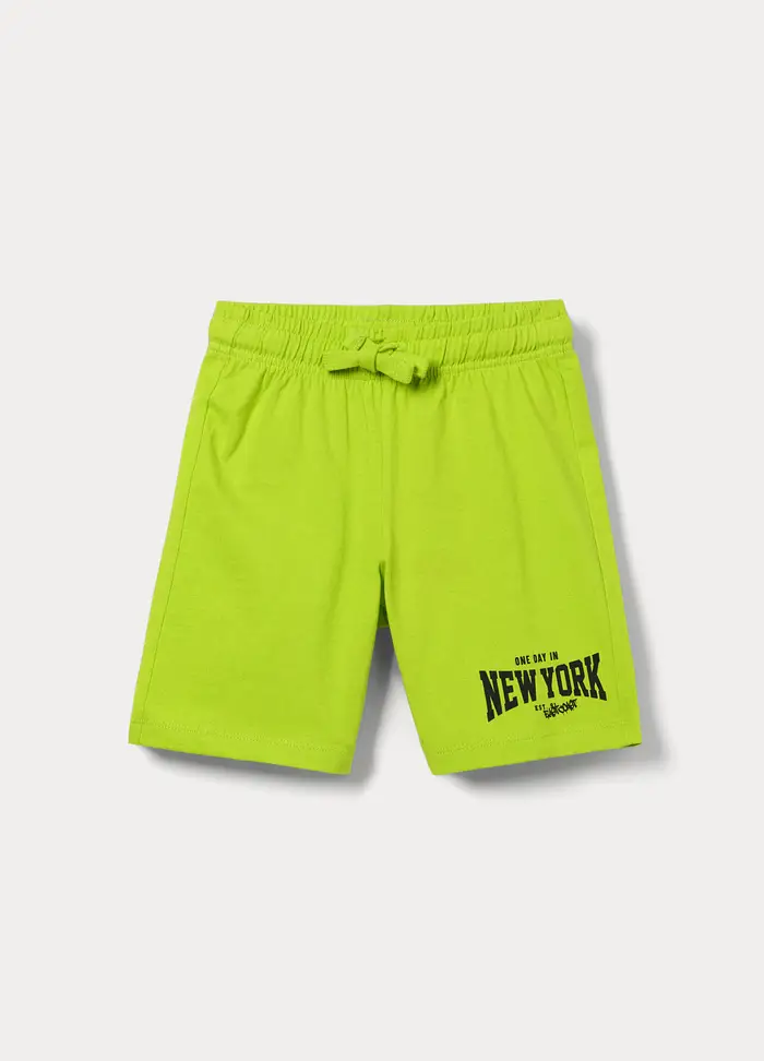 Shorts In Jersey Di Puro Cotone Bambino, Verde pistacchio