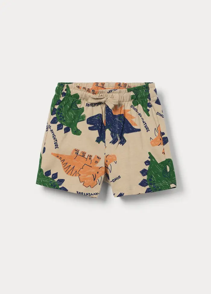 Shorts In Jersey Di Puro Cotone Bimbo, Bambino, Beige chiaro