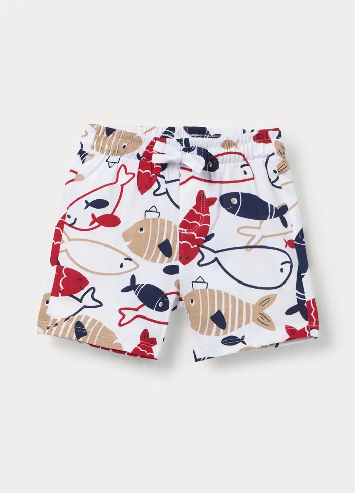 Shorts In Jersey Di Puro Cotone Bimbo, Bambino, Bianco