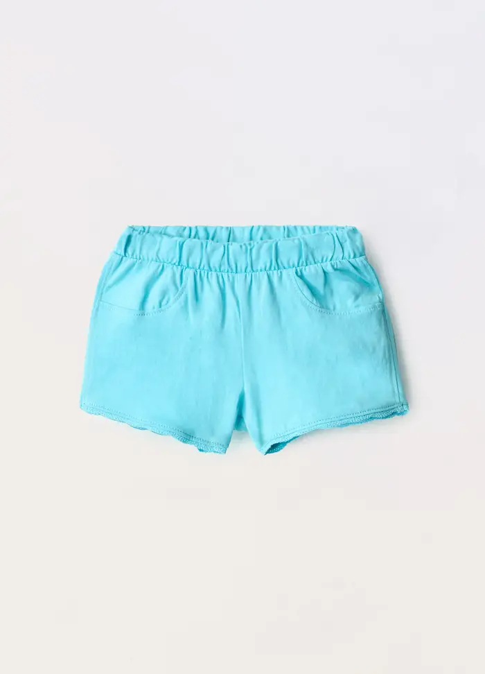 Blukids Shorts In Jersey Di Puro Cotone Neonata, Bambina, Azzurro cielo