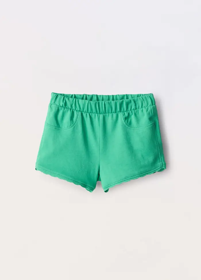 Blukids Shorts In Jersey Di Puro Cotone Neonata, Bambina, Verde foglia