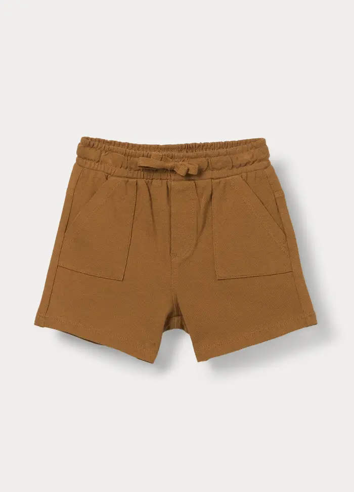 Shorts In Puro Cotone Piquet Bimbo, Bambino, Marrone cioccolato