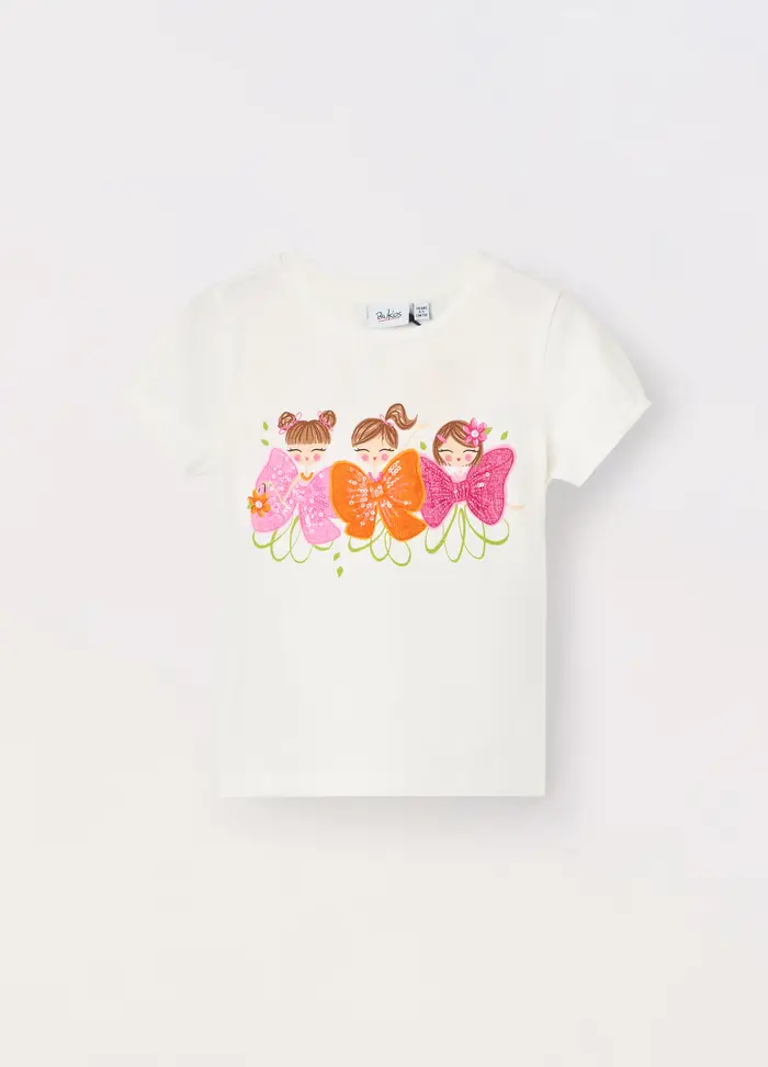 T-shirt In Jersey Di Puro Cotone Bambina, Bianco