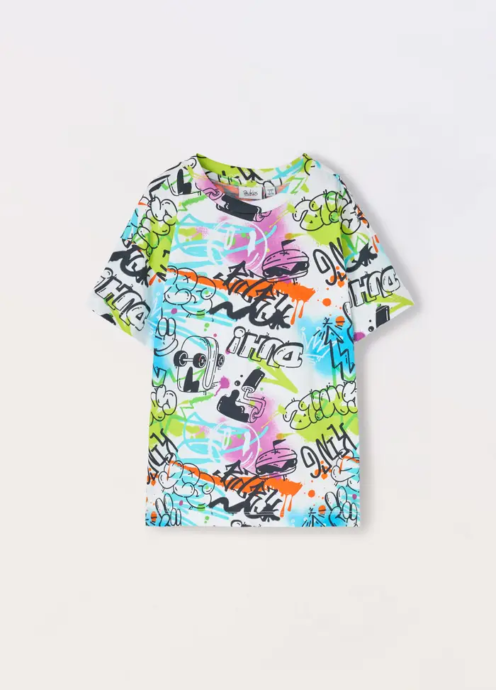 T-shirt In Jersey Di Puro Cotone Bambino, Bianco