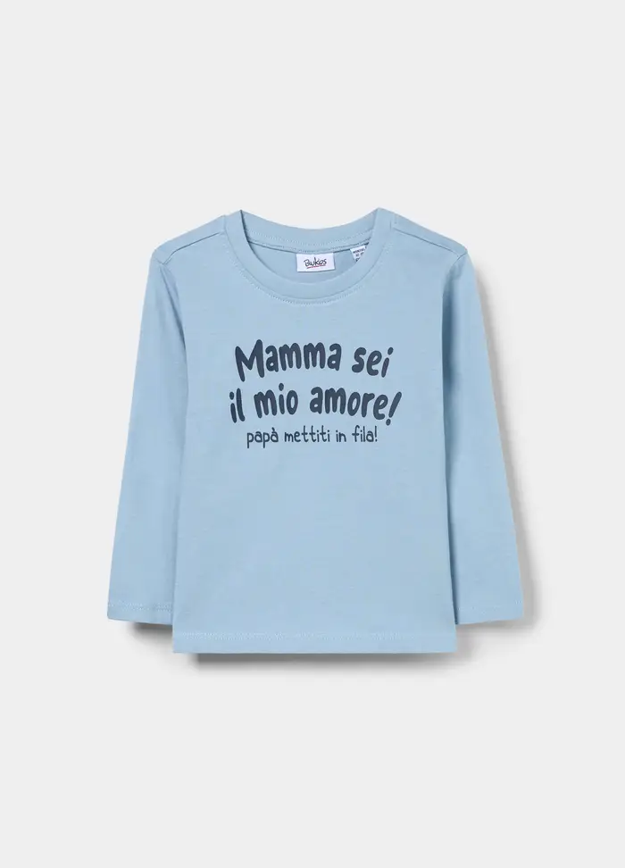 T-shirt In Jersey Di Puro Cotone Bimbo, Bambino, Azzurro chiaro