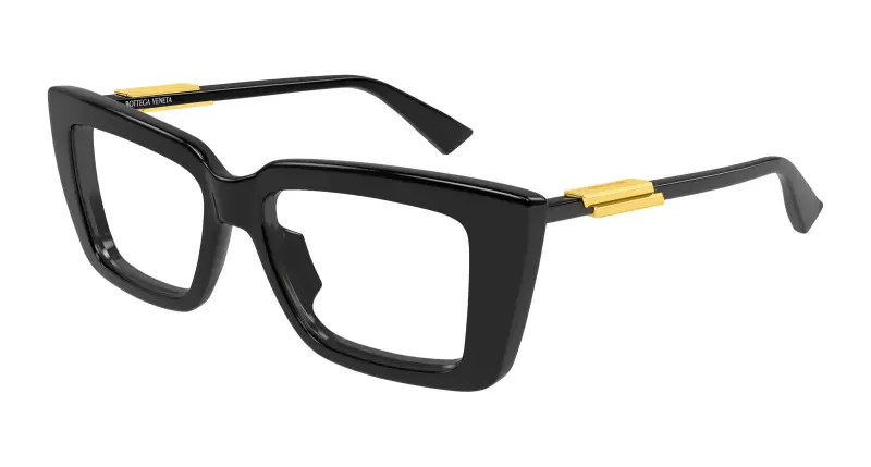 Bottega Veneta Donna BV1448O 001 Montature da vista Acetato Nero Trasparente Squadrata
