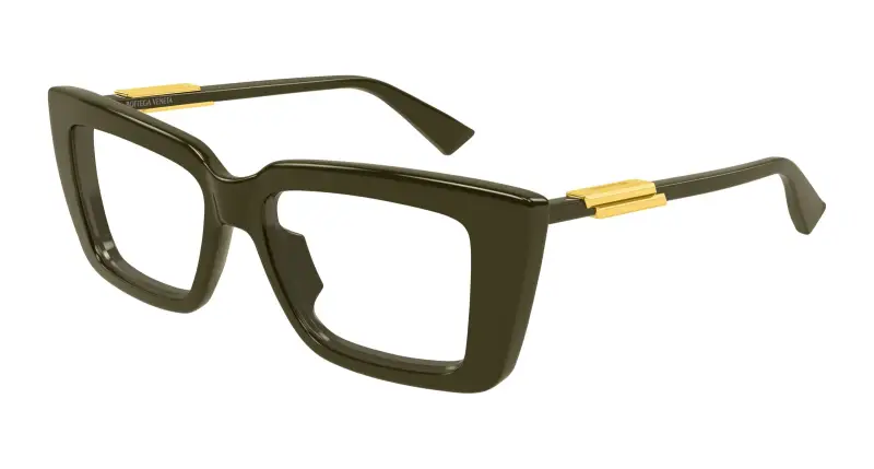 Bottega Veneta Donna BV1448O 005 Montature da vista Acetato Verde Trasparente Squadrata