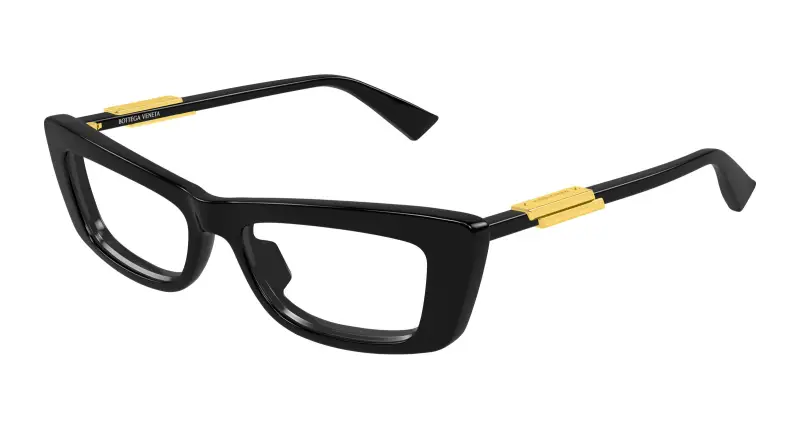 Bottega Veneta Donna BV1449O 006 Montature da vista Acetato Nero Trasparente Squadrata