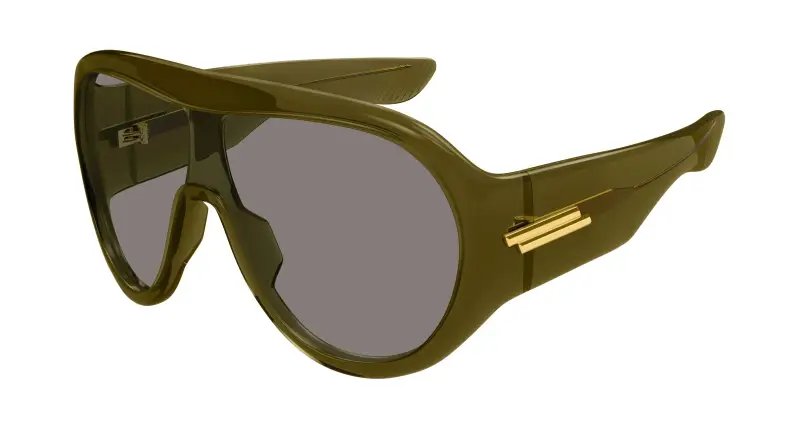 Bottega Veneta Unisex BV1345S 006 Occhiali da sole Acetato Verde Grigio Maschera