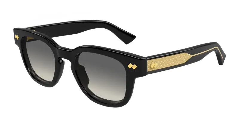 Bottega Veneta Unisex BV1441S 001 Occhiali da sole Acetato Nero Grigio Rotonda