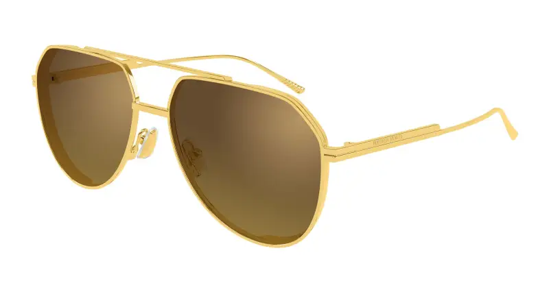 Bottega Veneta Unisex BV1465S 004 Occhiali da sole Metallo Oro Marrone Pilot
