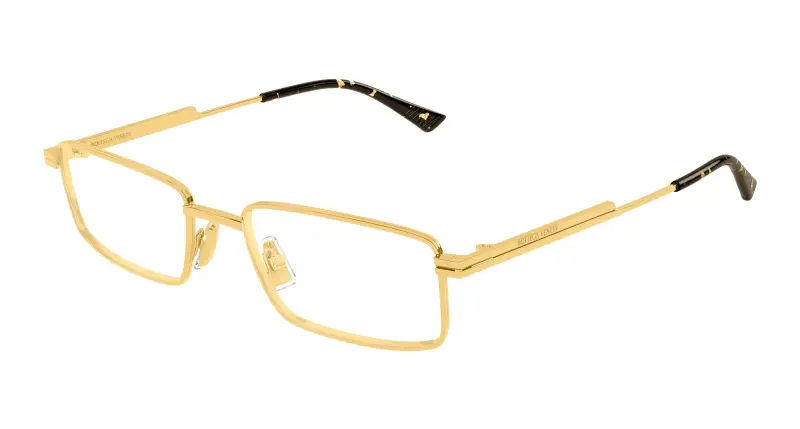 Bottega Veneta Unisex BV1467O 003 Montature da vista Metallo Oro Trasparente Squadrata