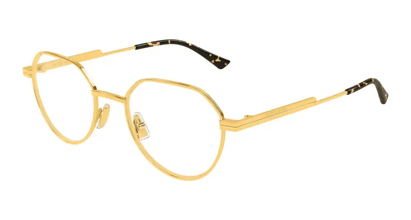 Bottega Veneta Unisex BV1468O 001 Montature da vista Metallo Oro Trasparente Rotonda