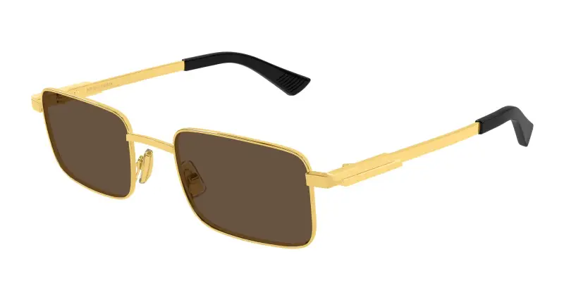 Bottega Veneta Unisex BV1469S 005 Occhiali da sole Metallo Oro Marrone Squadrata