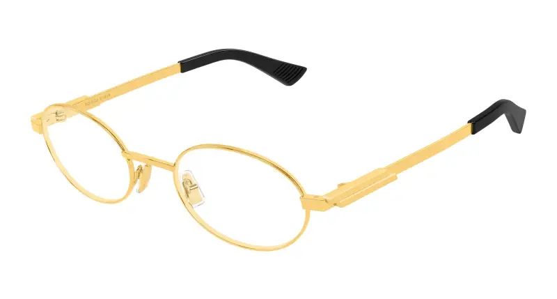Bottega Veneta Unisex BV1470S 005 Occhiali da sole Metallo Oro Trasparente Rotonda