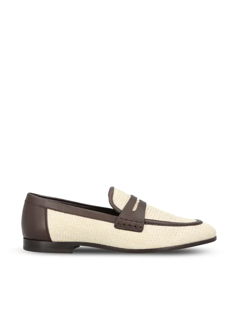 BRUNELLO CUCINELLI Mocassini In Rafia Techno E Pelle BEIGE