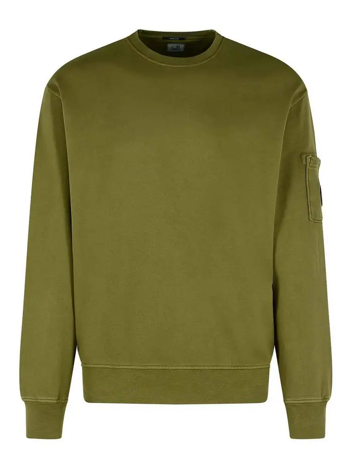 C P Company Felpa in cotone verde spazzolato