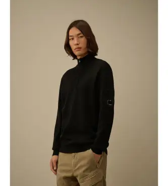 C P Company per uomo 19CMKN201A006595A Maglione nero con mezza zip Re-Wool, Casual, Lana