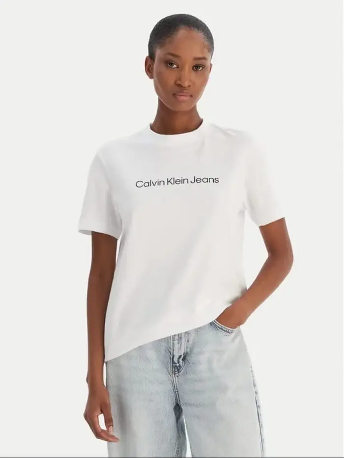 Calvin Klein tshirt bianca donna logo lettering