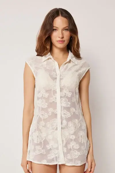 Camicia in Pizzo Donna Bianco
