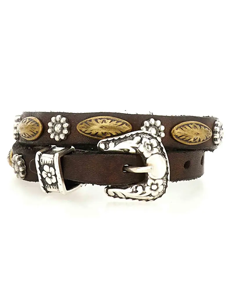Campomaggi Bracciali in pelle marrone con borchie a doppio giro Donna C002270ND X3014 C1501